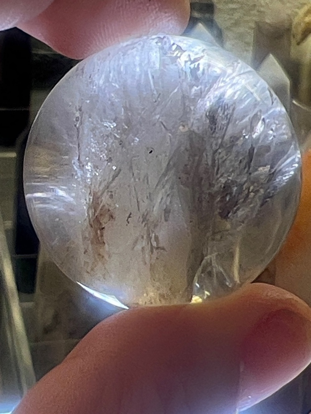 Light Smoky Quartz Crystal Sphere with magnificent Inclusions